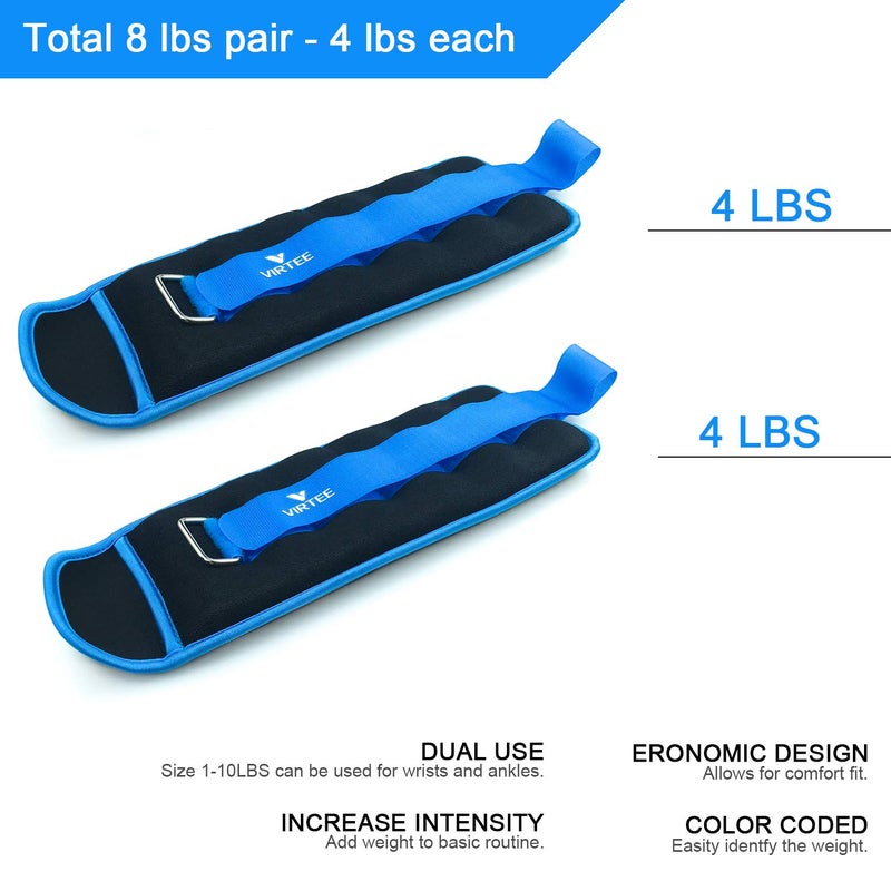 Virtee Ankle/Wrist Weights for Women, Men, Kids - Arm Leg Weights Set with Adjustable Strap - Running, Jogging, Gymnastic, Physical Therapy, Fitness - Choice of 1 lb 2 lbs 3 lbs 4 lbs 6 lbs 8 lbs 10 lbs - Image 2